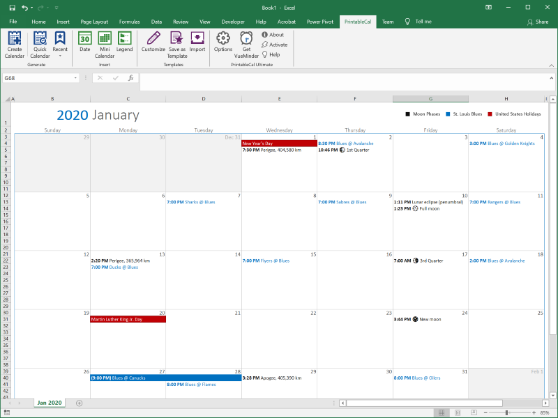 PrintableCal API Screenshot