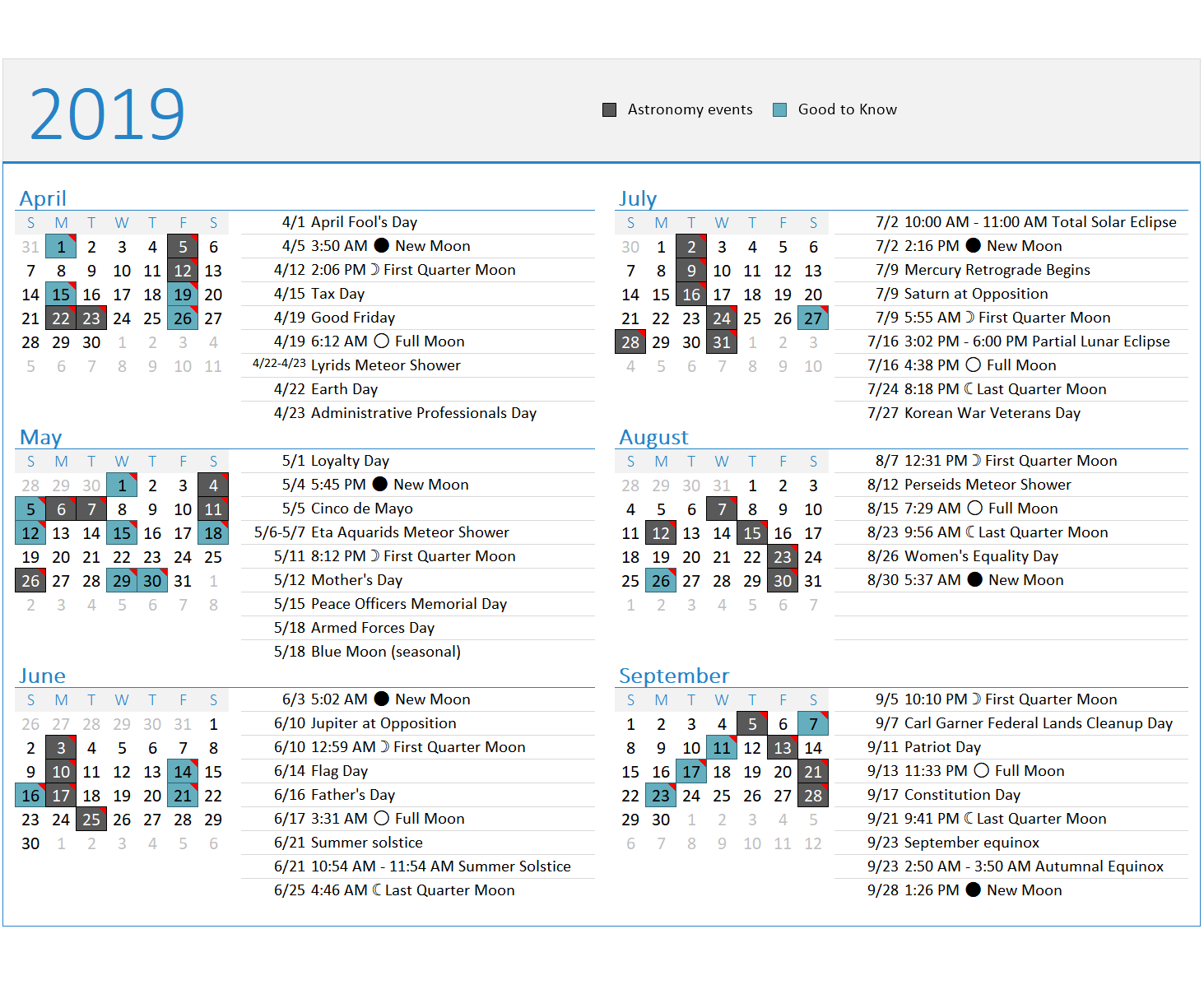 8 Day Calendar Template