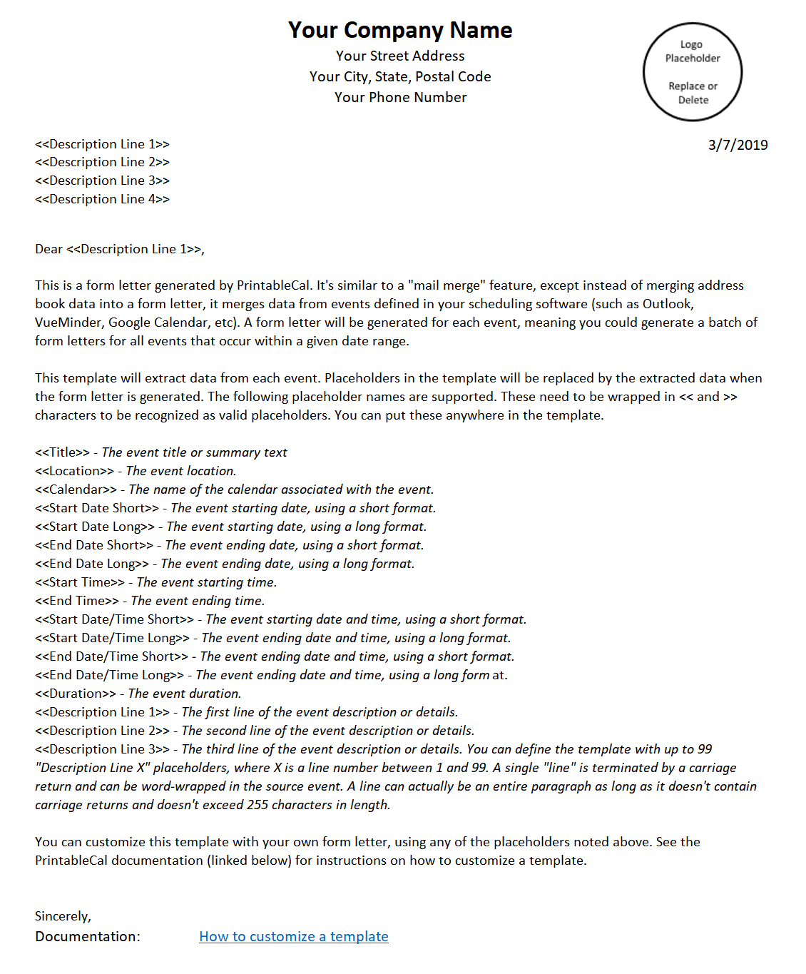 Form Letter Template