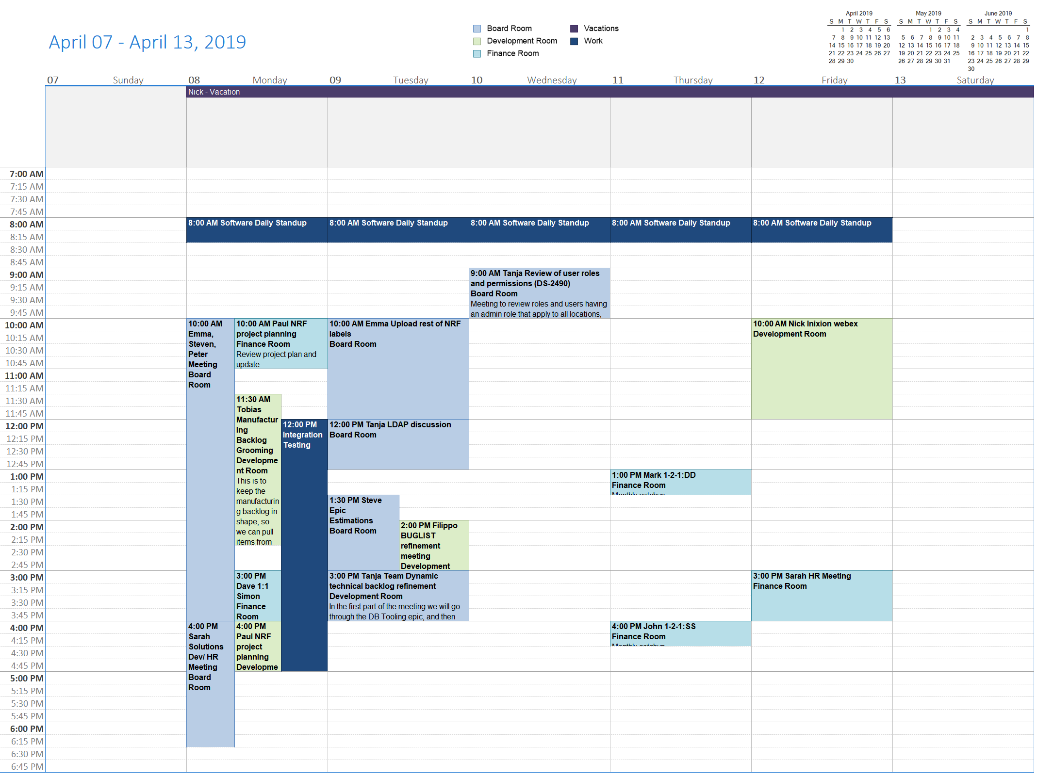Week Calendar Hour Slots