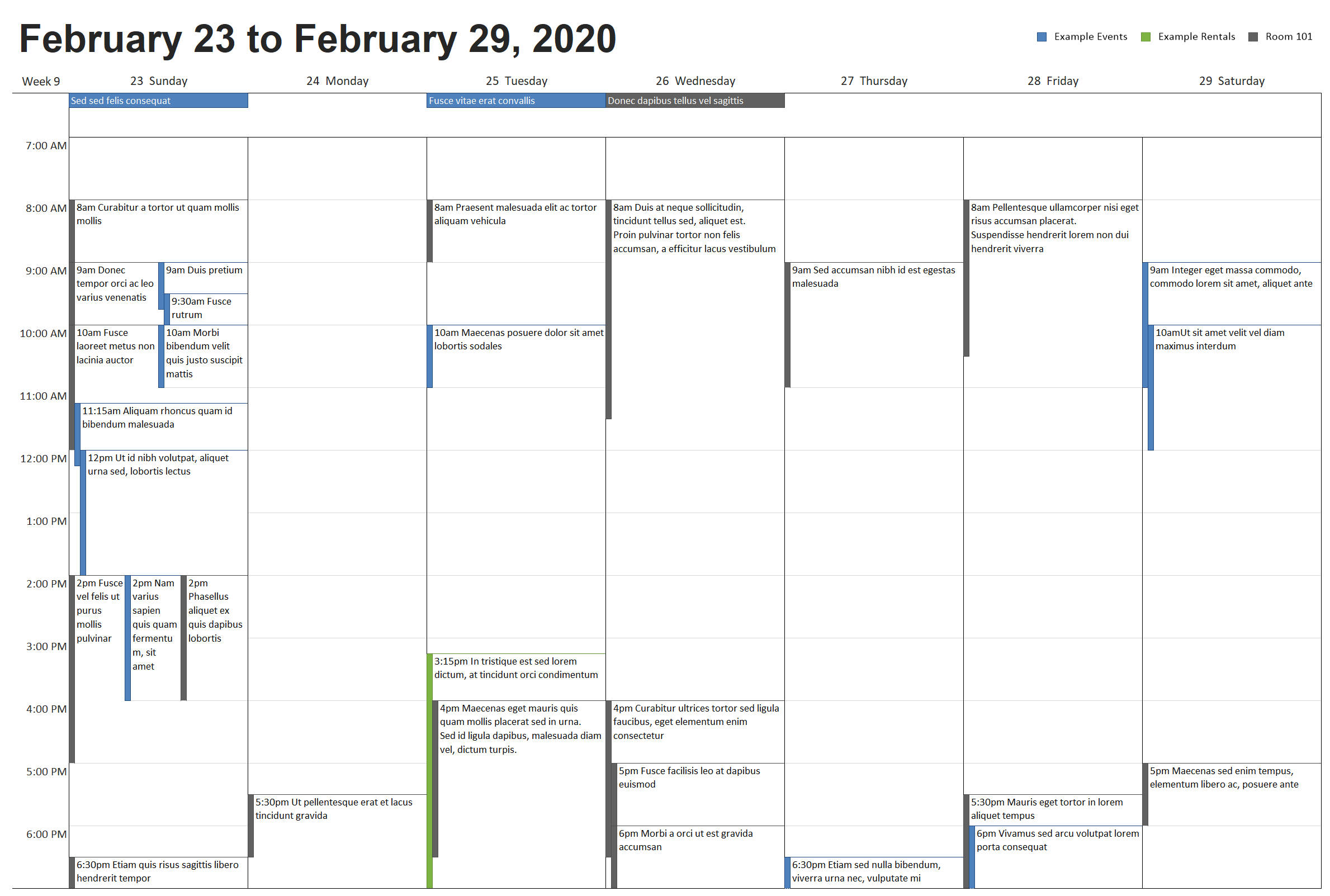 1 Week/Page with Color Sidebars Template