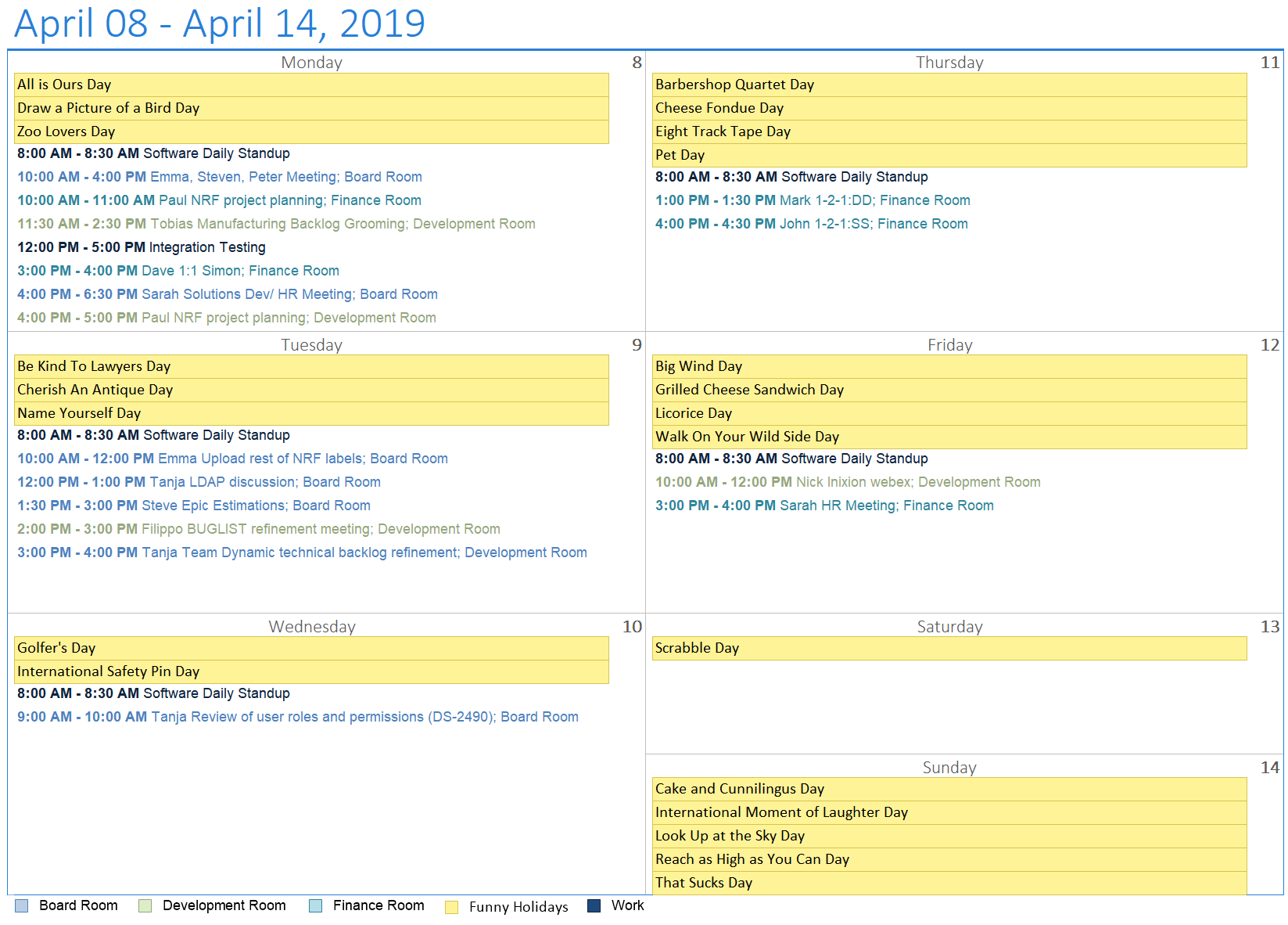 1 Week/Page Grid Template
