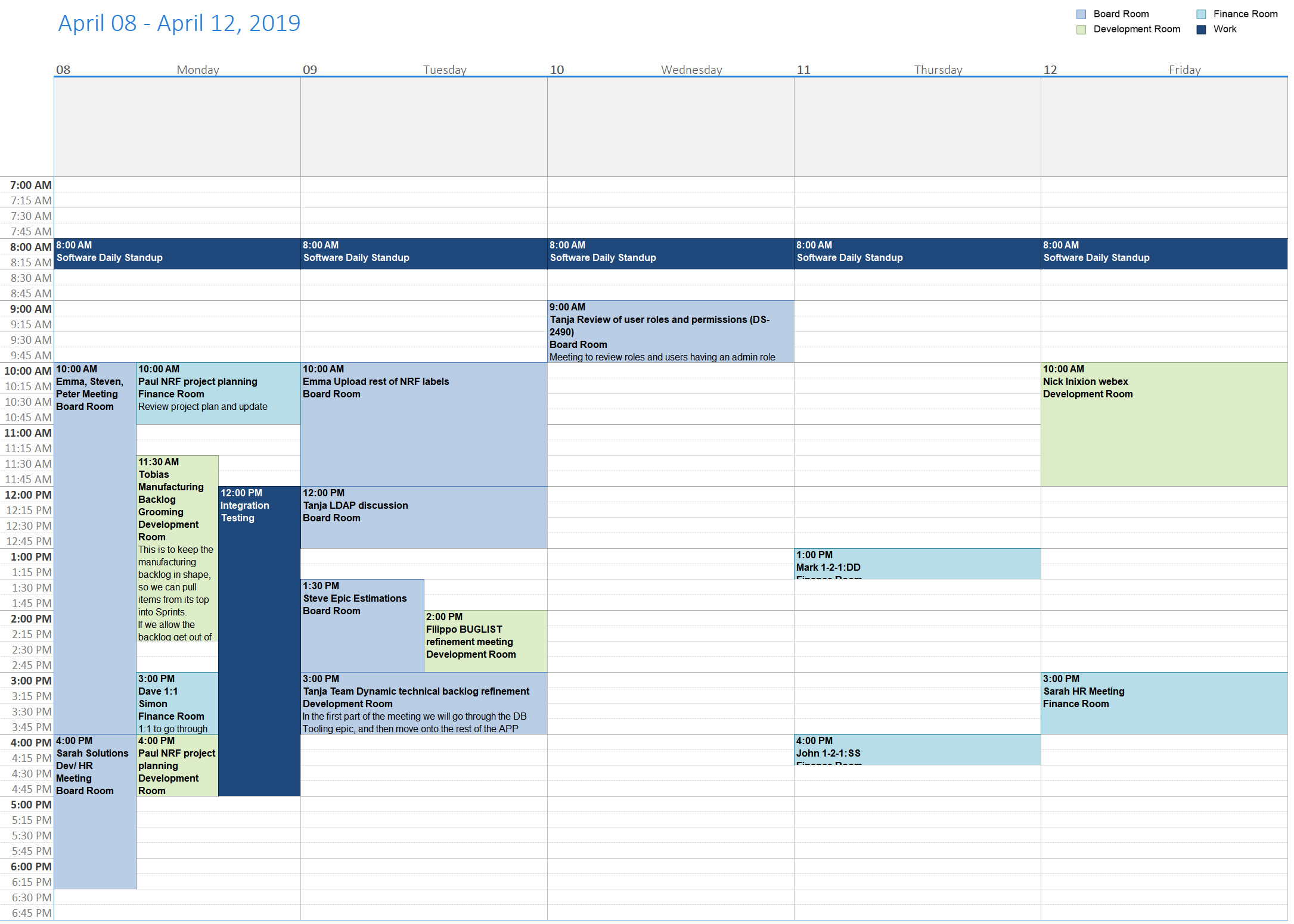1 Week/Page Column Weekdays Only Template