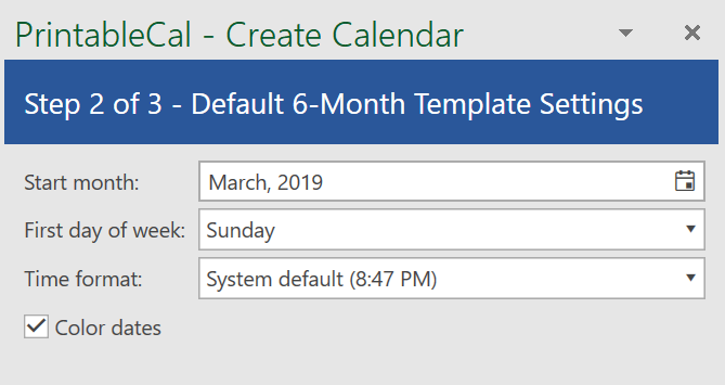 PrintableCal | 6 Months/Page Template